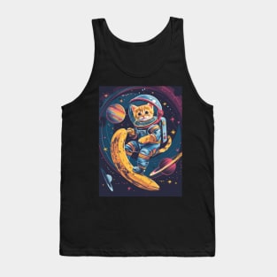 Cat Astronaut Banana Tank Top